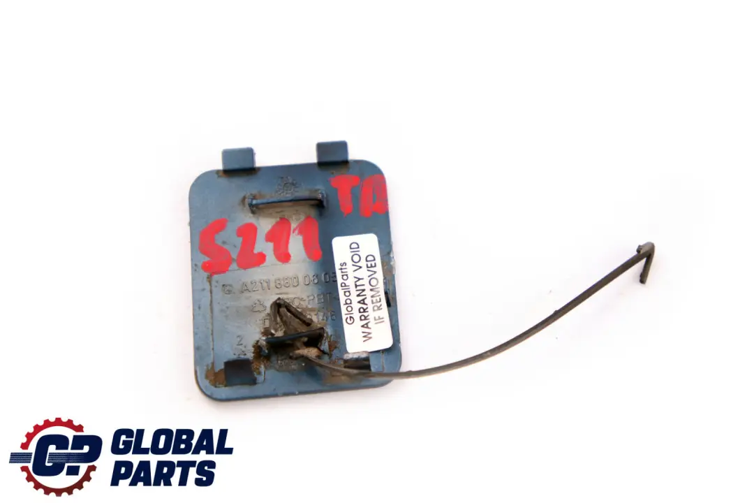 Bumper Row Hook Cover Cap Tanzanite Blue to Mercedes E-Class S211 Rear with Part number A2118800605 Mercedes E-Class S211 Rear Bumper Row Hook Cover Cap Tanzanite Blue - SKU A2118800605-TB - Part number A2118800605