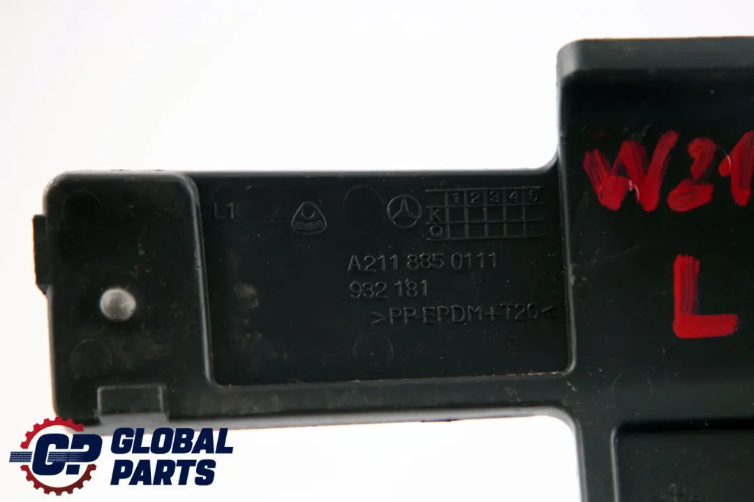 Left Plate License Cover Front Bumper to Mercedes E-Class S211 W211 with Part number A2118850111 Mercedes E-Class S211 W211 Left Plate License Cover Front Bumper - SKU A2118850111 - Part number A2118850111