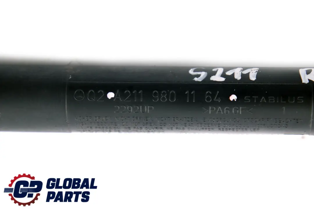 Presion Strut Porton trasero izquierdo para Mercedes S211 Touring Gas con número de pieza A2119801164 Mercedes S211 Touring Gas Presion Strut Porton trasero izquierdo - SKU A2119801164 - Número de pieza A2119801164