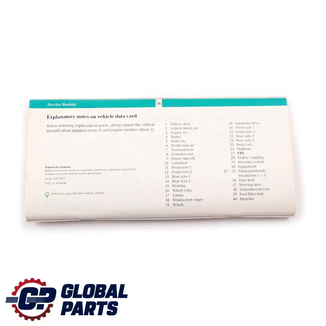 A160 Service Book Only to Mercedes A-Class W168 with Part number A1695847581 Mercedes A-Class W168 A160 Service Book Only - SKU A2155844393 - Part number A1695847581