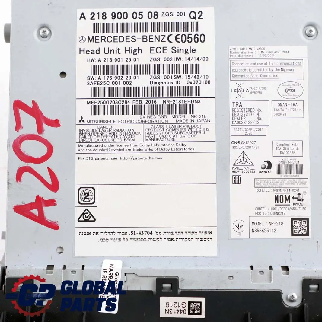 Mercedes-Benz W207 W212 Audio Radio DVD Navigation Control Unit to with Part number A2189000508 Mercedes-Benz W207 W212 Audio Radio DVD Navigation Control Unit - SKU A2189000508 - Part number A2189000508