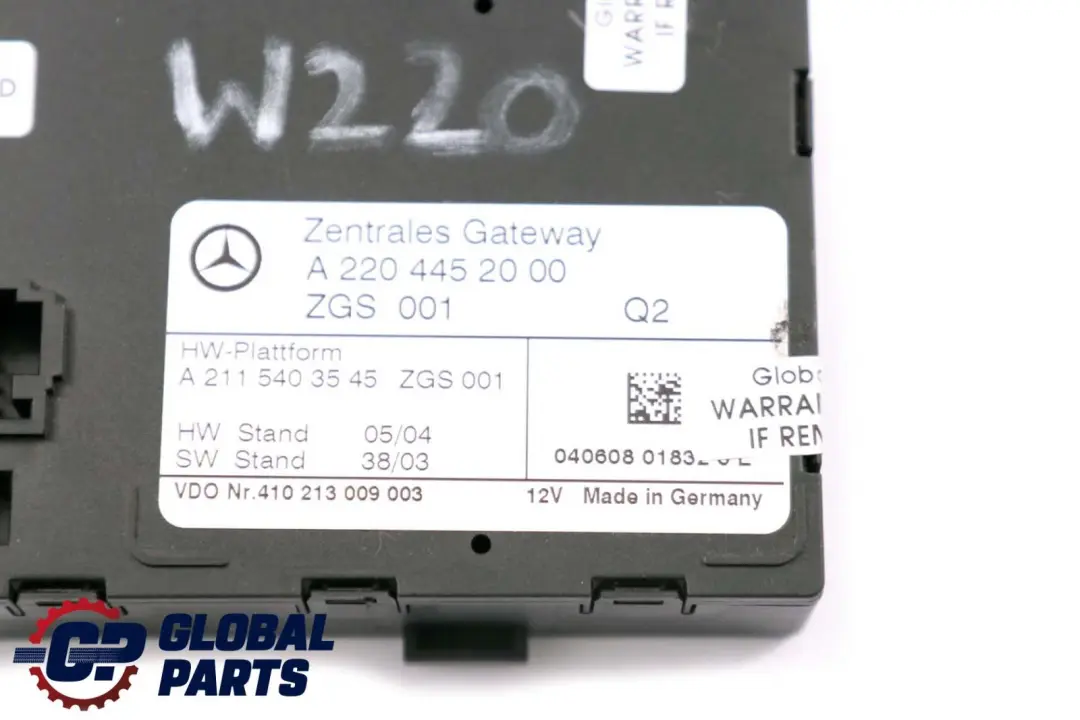  Mercedes-Benz S-Klasse W220 Gateway Steuergerät ECU Modul - SKU A2204452000 - Teilenummer A2115403545