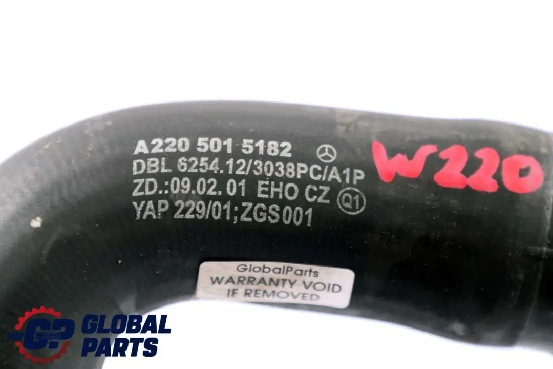MERCEDES-BENZ CLASSE S W220 Diesel Refroidissement Tuyau pour à propos du numéro de pièce A2205015182 MERCEDES-BENZ CLASSE S W220 Diesel Refroidissement Tuyau - SKU A2205015182 - Numéro de pièce A2205015182