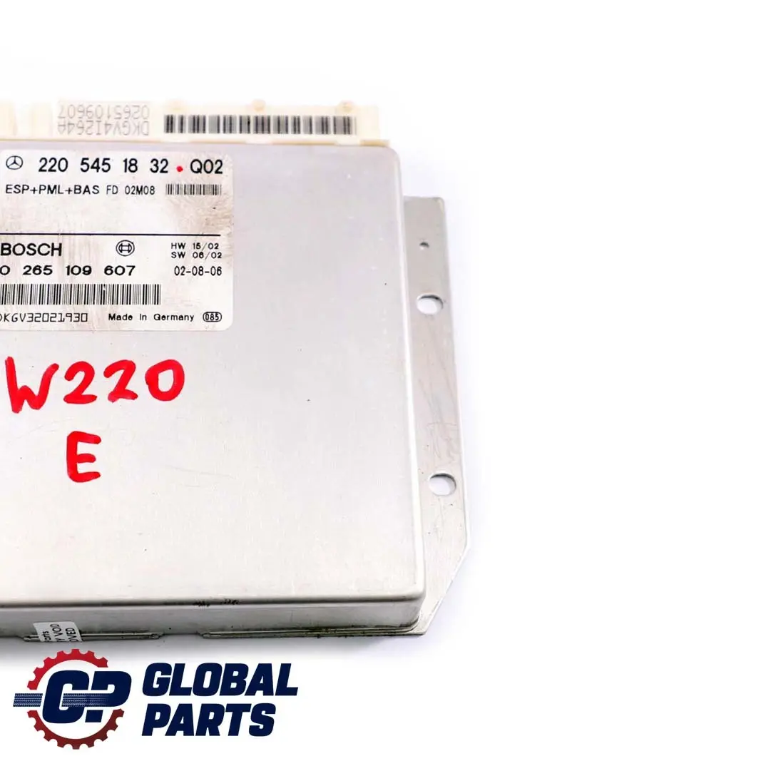 Mercedes-Benz CL S C215 W220 ESP PML BAS Control Unit Module ECU to with Part number A2205451832 Mercedes-Benz CL S C215 W220 ESP PML BAS Control Unit Module ECU - SKU A2205451832 - Part number A2205451832