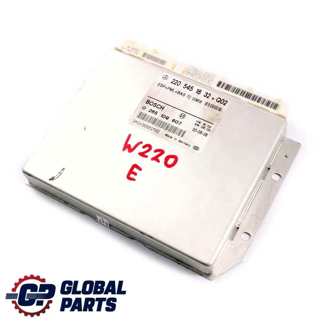 Mercedes-Benz CL S C215 W220 ESP PML BAS Control Unit Module ECU to with Part number A2205451832 Mercedes-Benz CL S C215 W220 ESP PML BAS Control Unit Module ECU - SKU A2205451832 - Part number A2205451832