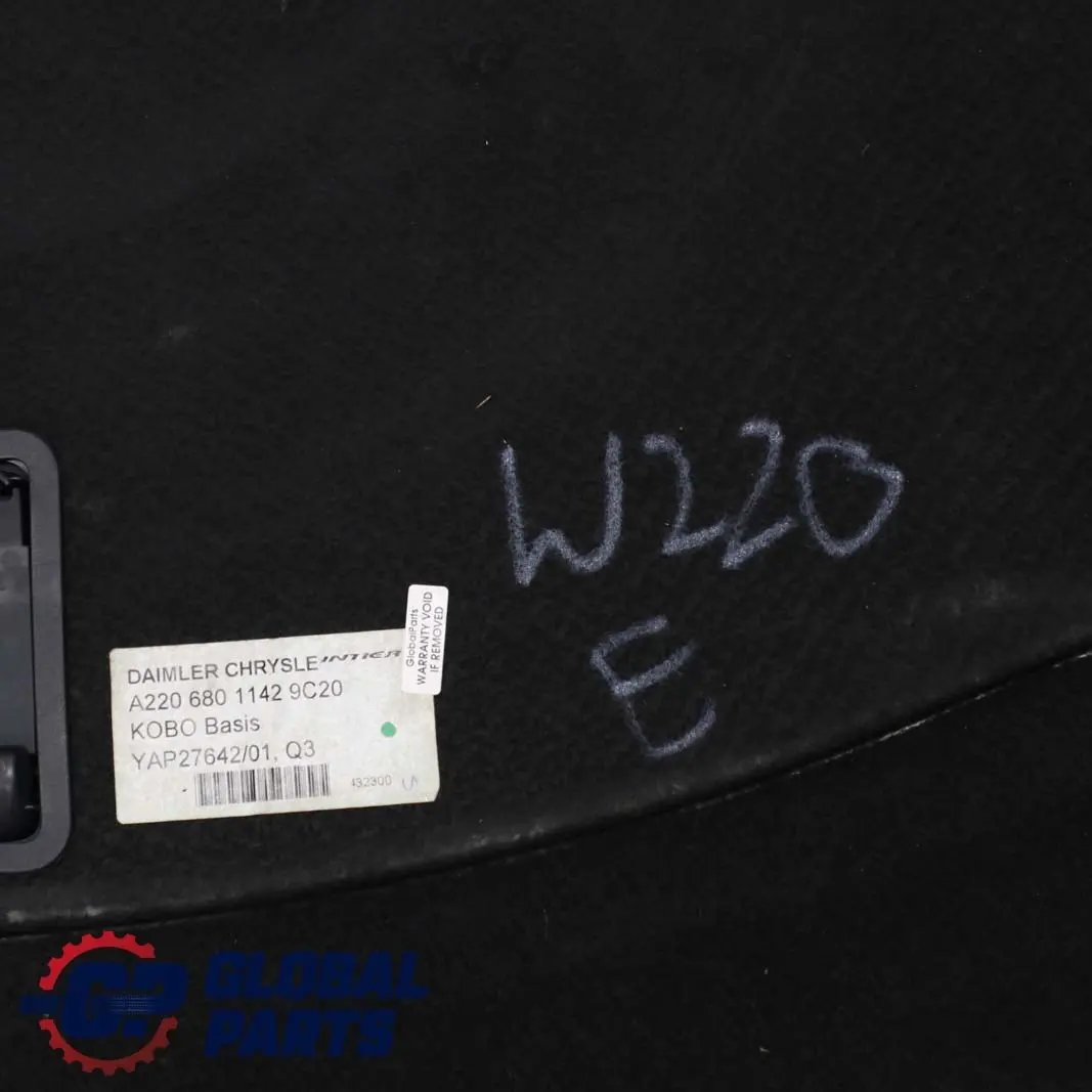 Mercedes-Benz S-Klasse W220 Boot Loading Floor Carpet Cover Trunk to with Part number A2206801142 Mercedes-Benz S-Klasse W220 Boot Loading Floor Carpet Cover Trunk - SKU A2206801142 - Part number A2206801142