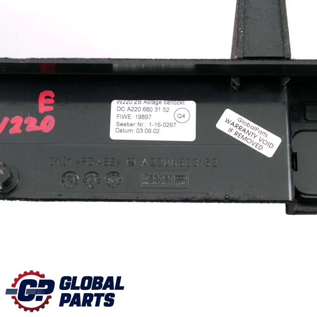 Mercedes W220 Centre Console Right Storage Tunnel Insert - SKU A2206803152 - Part number A2206803152