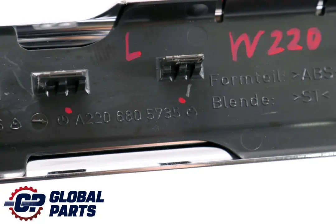 Garniture De Seuil De Porte Arrière Gauche pour Mercedes W220 à propos du numéro de pièce A2206805735 Mercedes W220 Garniture De Seuil De Porte Arrière Gauche - SKU A2206805735 - Numéro de pièce A2206805735