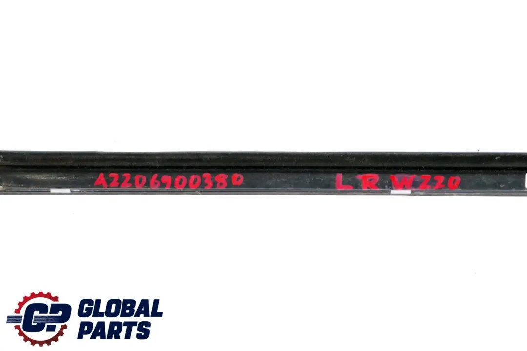 Mercedes-Benz S-Class W220 Rear Left Door N/S Weatherstrip Trim Strip to with Part number A2206900380 Mercedes-Benz S-Class W220 Rear Left Door N/S Weatherstrip Trim Strip - SKU A2206900380 - Part number A2206900380