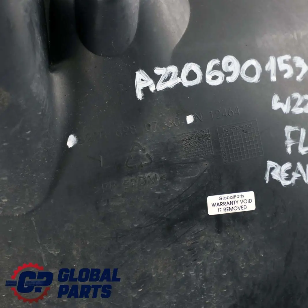 Mercedes-Benz S Class W220 Rear Section Front Left N/S Wheel Arch Trim Cover to with Part number A2206901530 Mercedes-Benz S Class W220 Rear Section Front Left N/S Wheel Arch Trim Cover - SKU A2206901530 - Part number A2206901530