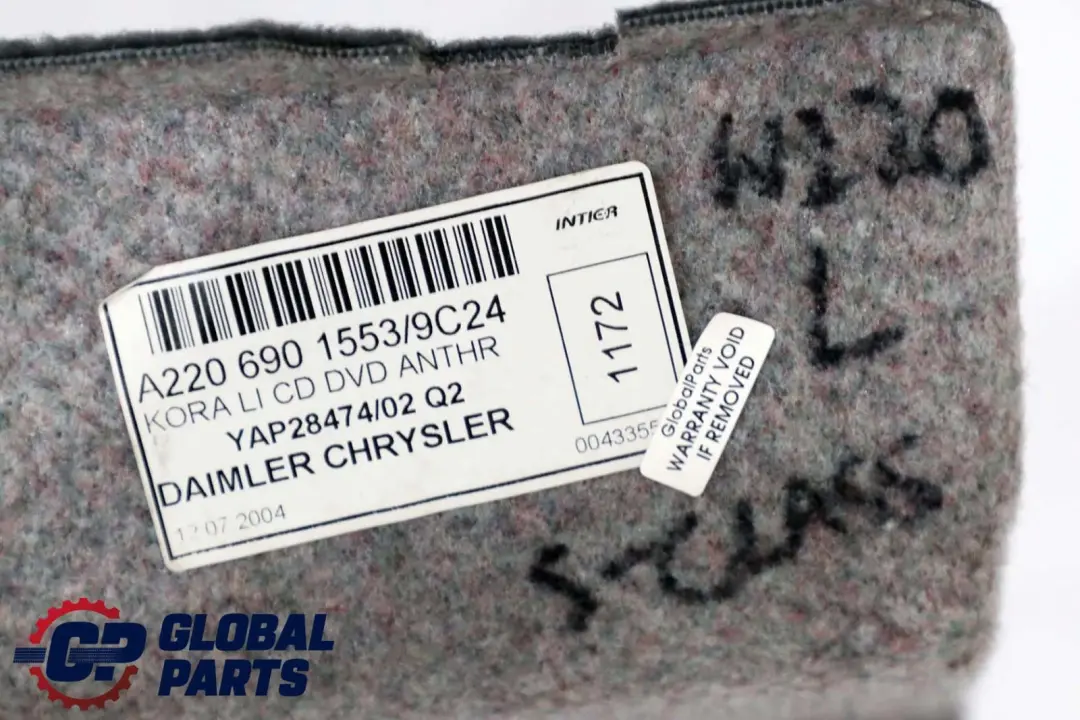 Class W220 Trunk Rear Interior Lateral Panel Left N/S to Mercedes S with Part number A2206901553 Mercedes S Class W220 Trunk Rear Interior Lateral Panel Left N/S - SKU A2206901553 - Part number A2206901553