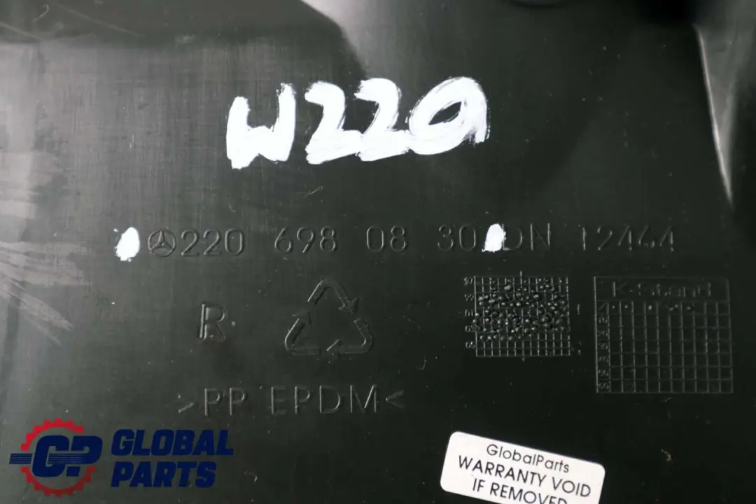 Section Front Right O/S Wheel Arch Trim Cover to Mercedes W220 Rear with Part number A2206901630 Mercedes W220 Rear Section Front Right O/S Wheel Arch Trim Cover - SKU A2206901630 - Part number A2206901630