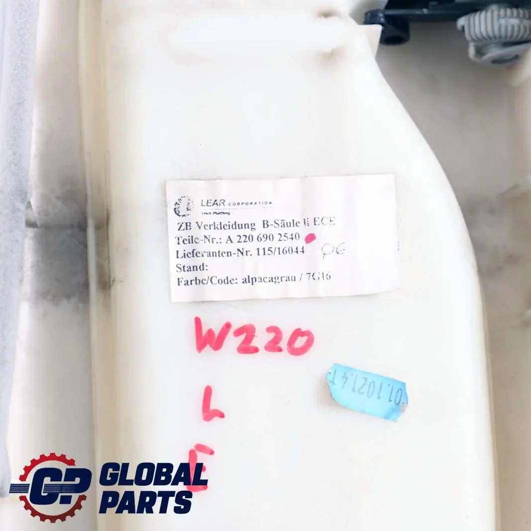 Mercedes-Benz S-Klasse W220 Blende B-Säule Links Abdeckung Grau für mit Teilenummer A2206902540 Mercedes-Benz S-Klasse W220 Blende B-Säule Links Abdeckung Grau - SKU A2206902540 - Teilenummer A2206902540