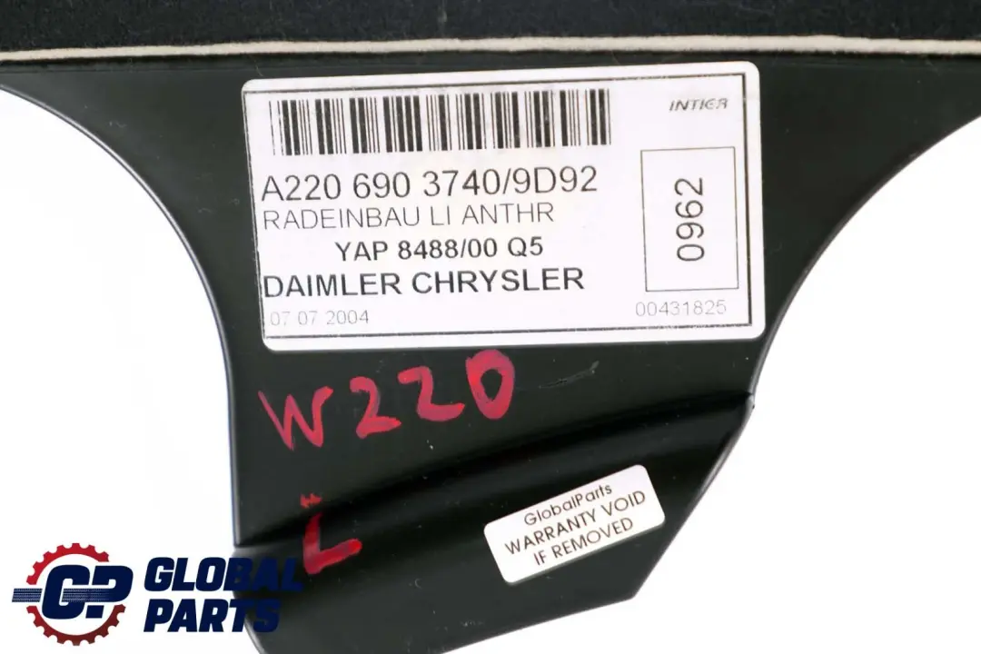  Mercedes-Benz S-Klasse W220 Abdeckung Verkleidung Links Schwarz - SKU A2206903740 - Teilenummer A2206903740