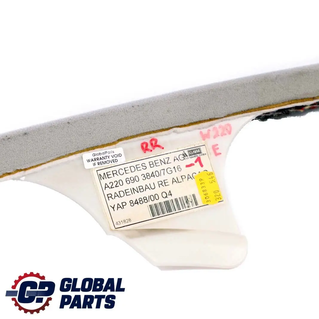  Mercedes-Benz S-Class W220 Rear Right Inner Pillar Cover Trim Grey - SKU A2206903840-1 - Part number A2206903840