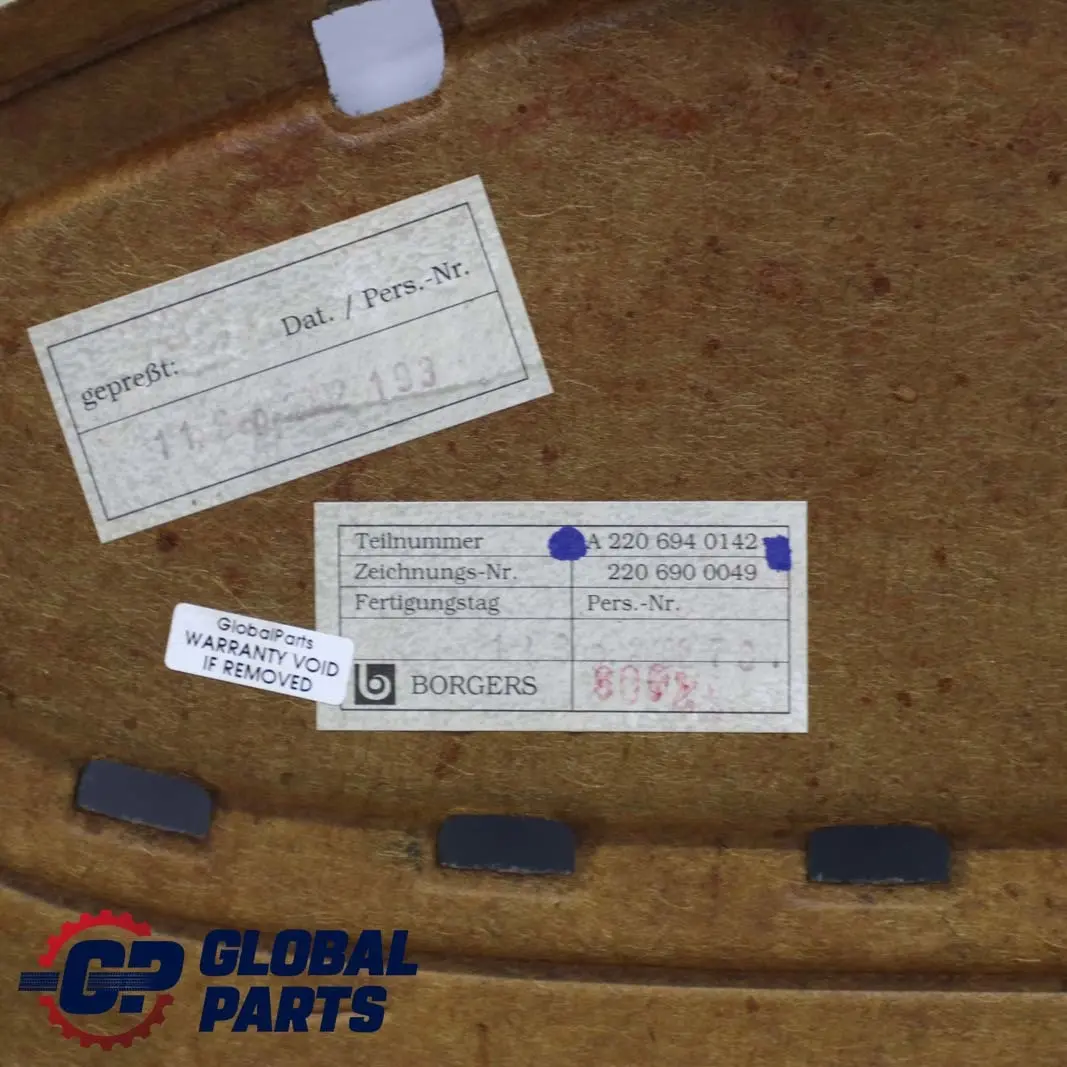  Mercedes-Benz S-Klasse W220 Gepäckraum Kofferaum Ablegeboden Abdeckung Grau - SKU A2206904049-1 - Teilenummer A2206904049