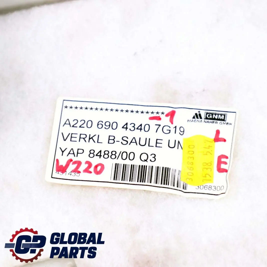 Columna Pilar B Panel Embellecedor Izquierdo Gris para Mercedes W220 con número de pieza A2206904340 Mercedes W220 Columna Pilar B Panel Embellecedor Izquierdo Gris - SKU A2206904340-1 - Número de pieza A2206904340