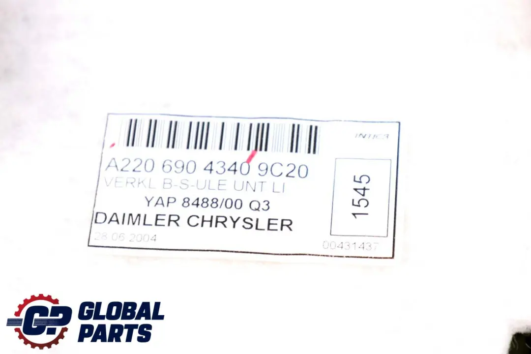 Mercedes-Benz S-Class W220 Column B-Pillar Trim Panel Left Black to with Part number A2206904340 Mercedes-Benz S-Class W220 Column B-Pillar Trim Panel Left Black - SKU A2206904340 - Part number A2206904340