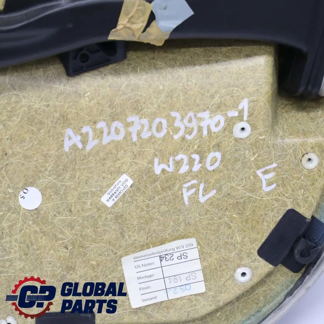 Mercedes Benz S Klasse W220 Türverkleidung Vorne Links Leder Alpaca Grau - SKU A2207203970-1 - Teilenummer A2207203970