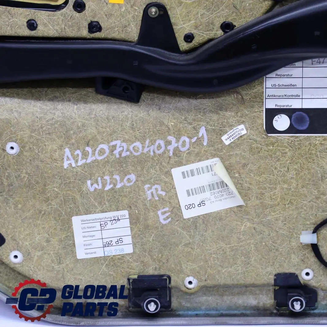  Mercedes-Benz S-Class W220 Front Right O/S Door Card Trim Panel Leather Grey - SKU A2207204070-1 - Part number A2207204070