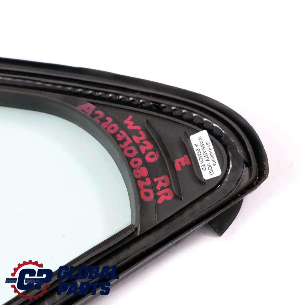 Trasero Derecho Ventana Fija Vidrio Verde AS2 para Mercedes W220 con número de pieza A2207300820 Mercedes W220 Trasero Derecho Ventana Fija Vidrio Verde AS2 - SKU A2207300820 - Número de pieza A2207300820