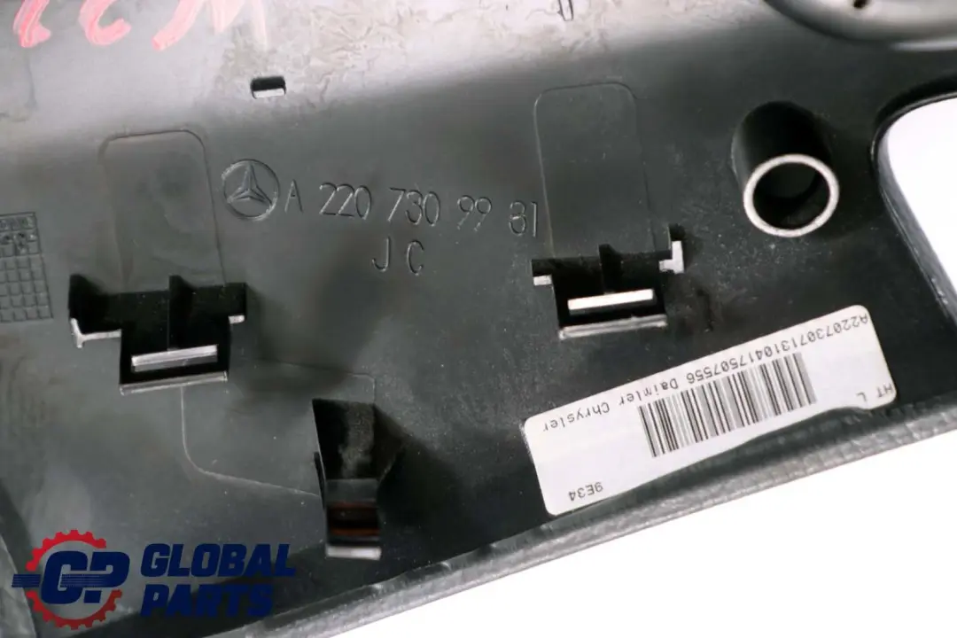 Door Left N/S Cover Handle Trim Black to Mercedes S-Class W220 Rear with Part number A2207307131 Mercedes S-Class W220 Rear Door Left N/S Cover Handle Trim Black - SKU A2207307131 - Part number A2207307131