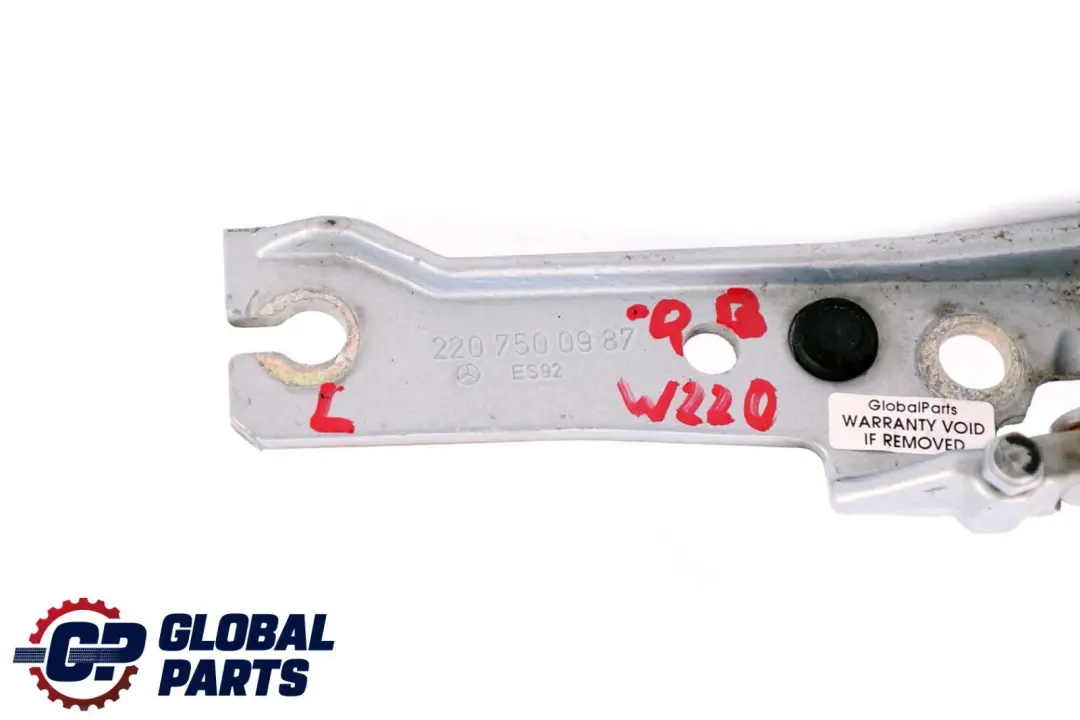 Trunk Tailgate Rear Left N/S Hinge Chalcedonblau to Mercedes S W220 with Part number A2207500987 Mercedes S W220 Trunk Tailgate Rear Left N/S Hinge Chalcedonblau - SKU A2207500987-QB - Part number A2207500987