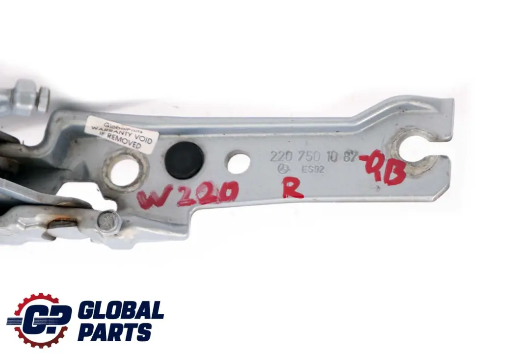 Trunk Tailgate Rear Right O/S Hinge Chalcedonblau to Mercedes S W220 with Part number A2207501087 Mercedes S W220 Trunk Tailgate Rear Right O/S Hinge Chalcedonblau - SKU A2207501087-QB - Part number A2207501087