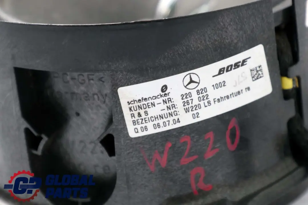 Mercedes-Benz S-Class W220 Front Right O/S Door Loudspeaker Speaker to with Part number A2208201002 Mercedes-Benz S-Class W220 Front Right O/S Door Loudspeaker Speaker - SKU A2208201002 - Part number A2208201002