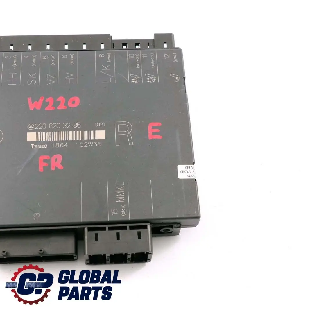 Mercedes-Benz S W220 Seat Memory Control Unit Module Front Right to with Part number A2208203285 Mercedes-Benz S W220 Seat Memory Control Unit Module Front Right - SKU A2208203285 - Part number A2208203285