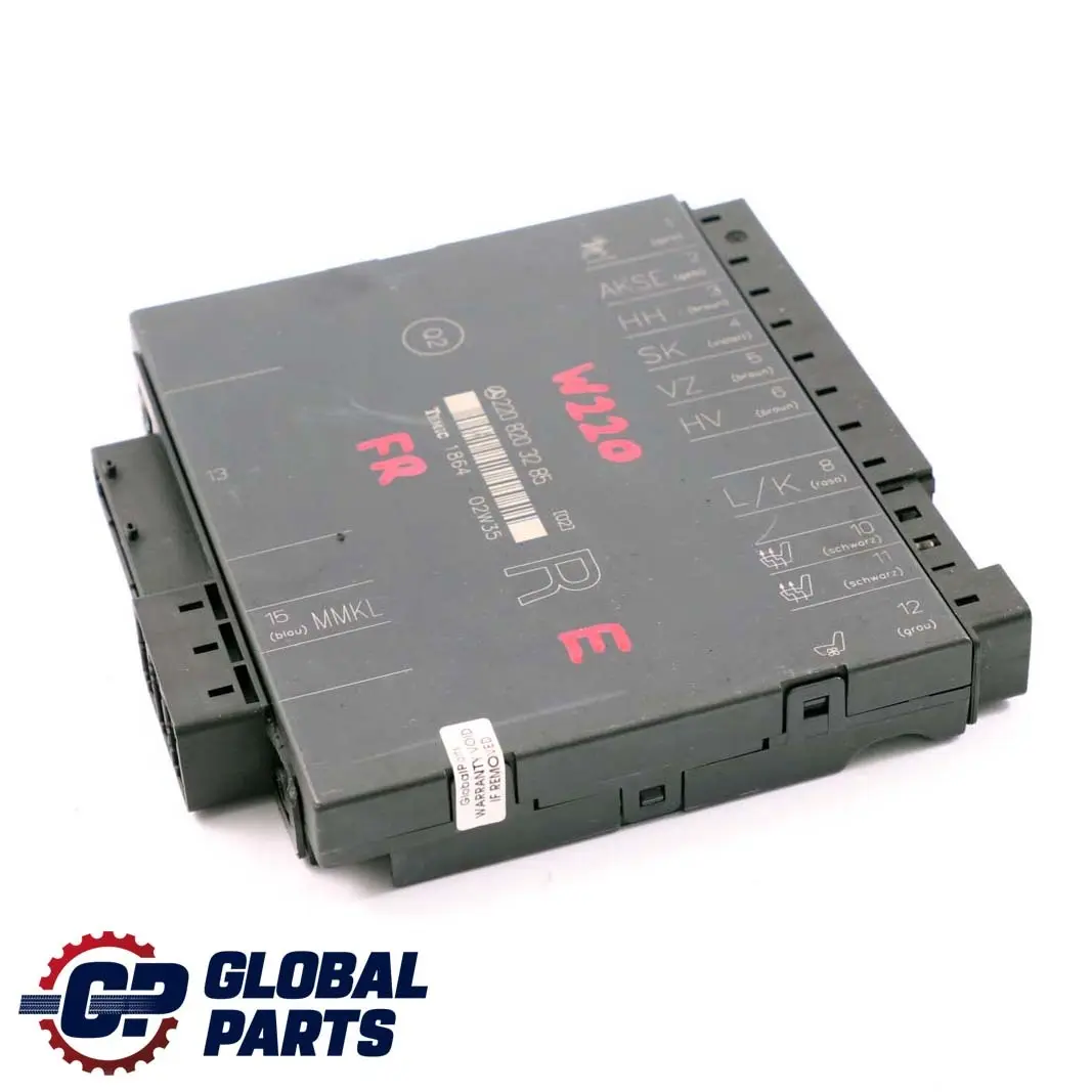 Mercedes-Benz S W220 Seat Memory Control Unit Module Front Right to with Part number A2208203285 Mercedes-Benz S W220 Seat Memory Control Unit Module Front Right - SKU A2208203285 - Part number A2208203285