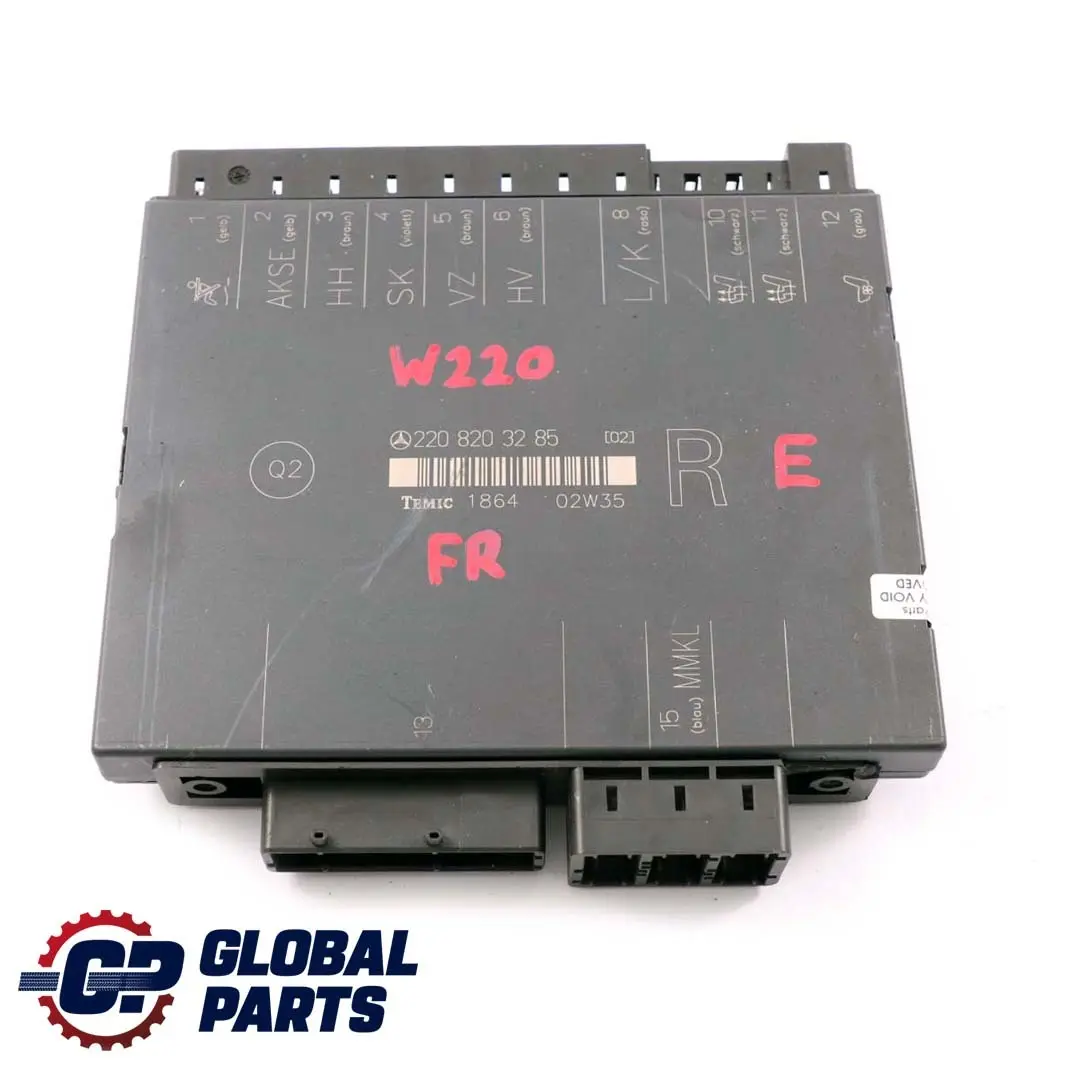 Mercedes-Benz S W220 Seat Memory Control Unit Module Front Right to with Part number A2208203285 Mercedes-Benz S W220 Seat Memory Control Unit Module Front Right - SKU A2208203285 - Part number A2208203285