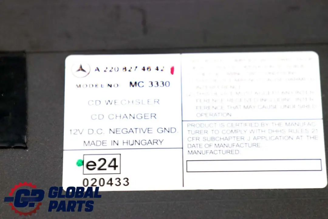 Mercedes-Benz C CLK S Class W203 C209 W220 6 Disc CD Changer Player to with Part number A2208274642 Mercedes-Benz C CLK S Class W203 C209 W220 6 Disc CD Changer Player - SKU A2208274642 - Part number A2208274642