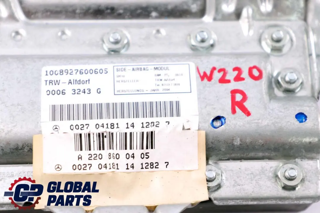  Mercedes-Benz S-Class W220 Front Rear Right O/S Door Airbag Module - SKU A2208600405 - Part number A2208600405