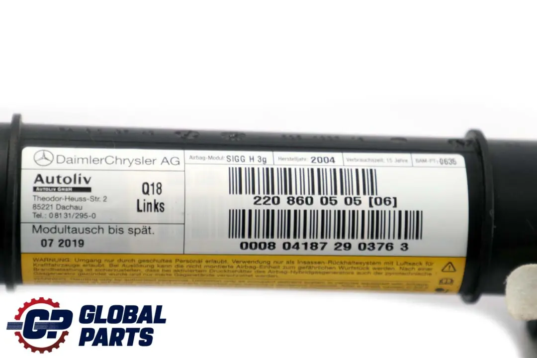 Mercedes W220 Head Air Module Roof Curtain Left N/S Side - SKU A2208600505 - Part number A2208600505