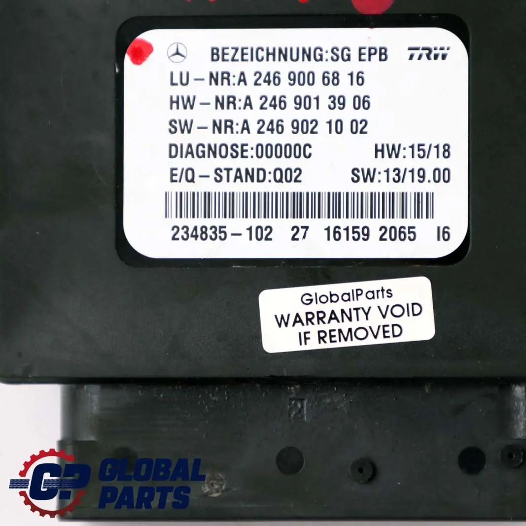  Mercedes-Benz A M Class W166 W176 Parking Brake Control Unit Module ECU - SKU A2469004512 - Part number A2469004512