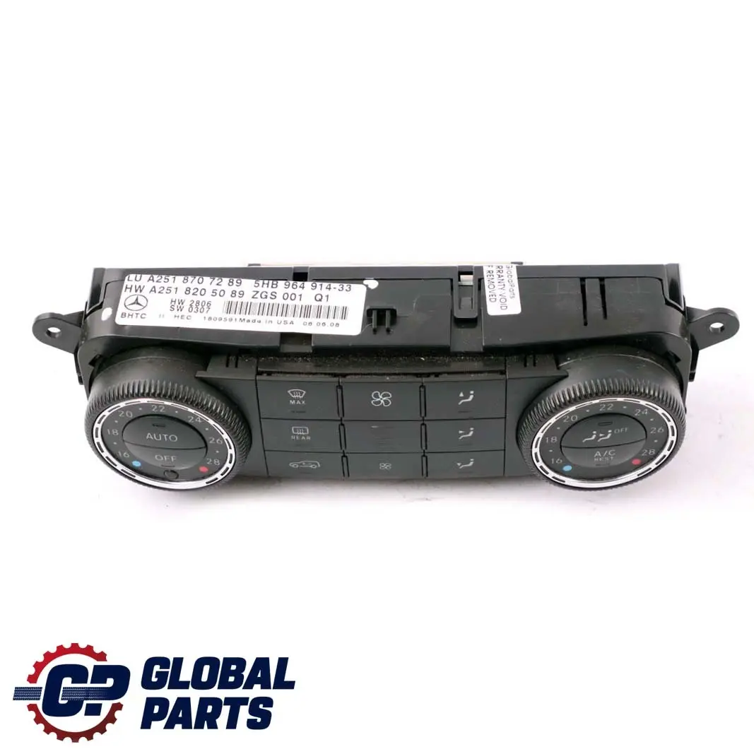 Interruttore Climatizzatore Automatico per Mercedes ML GL W164 X164 con numero di parte A2518707289 Mercedes ML GL W164 X164 Interruttore Climatizzatore Automatico - SKU A2518707289 - Numero di parte A2518707289