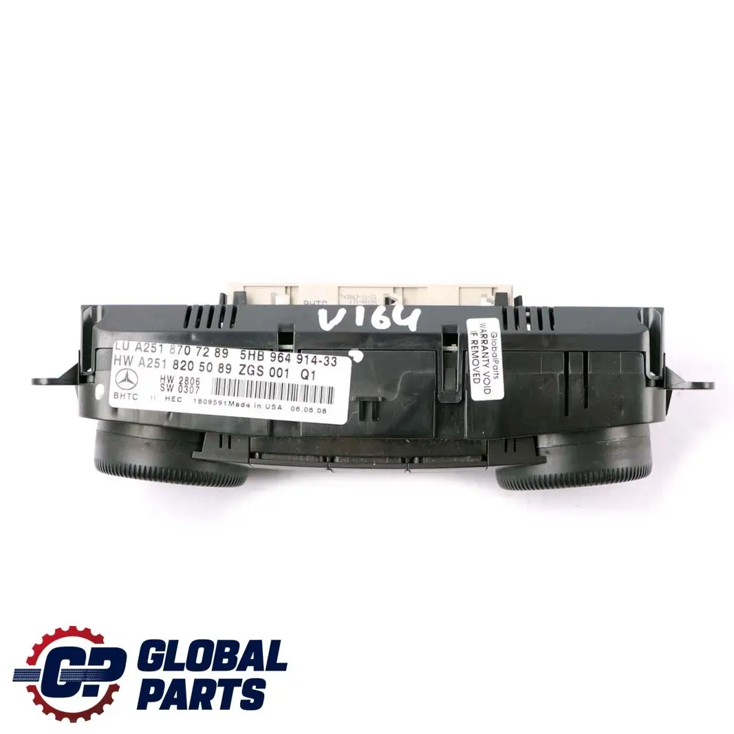Mercedes ML GL W164 X164 Automatic Air Conditioning Panel Switch - SKU A2518707289 - Part number A2518707289