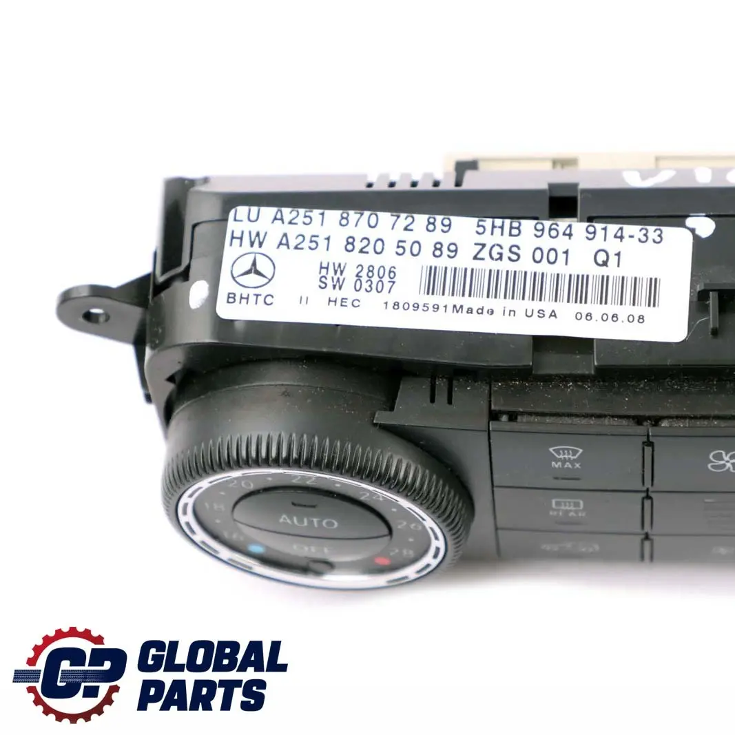 Automatik Klima Anlage Bedien Feld für Mercedes ML GL W164 X164 mit Teilenummer A2518707289 Mercedes ML GL W164 X164 Automatik Klima Anlage Bedien Feld - SKU A2518707289 - Teilenummer A2518707289