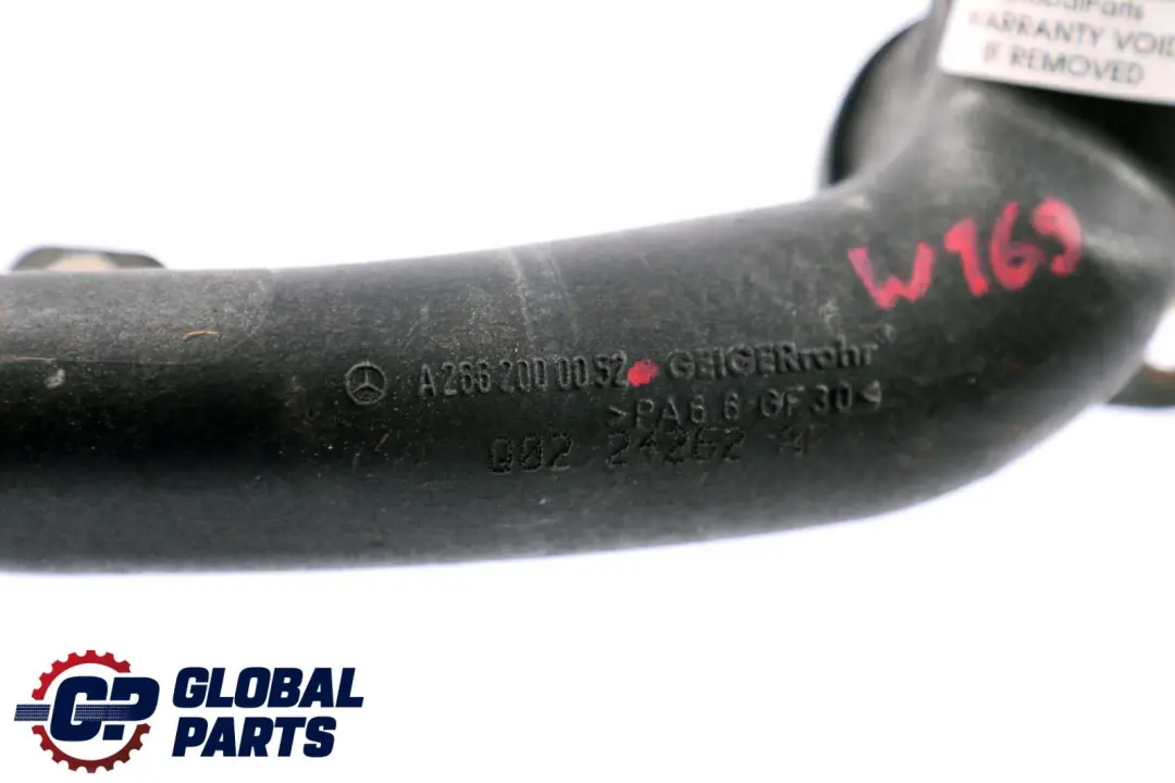 Coolant Hose Mercedes W169 W245 M266 Water Pipe to  with Part number A2662000052  Coolant Hose Mercedes W169 W245 M266 Water Pipe - SKU A2662000052-1 - Part number A2662000052