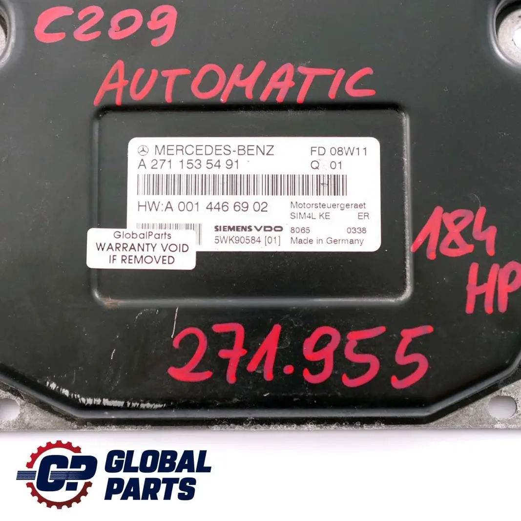 Control Unit Module Automatic to Mercedes W203 W204 W211 C209 Engine with Part number A2710107544 Mercedes W203 W204 W211 C209 Engine Control Unit Module Automatic - SKU A2710107544 - Part number A2710107544