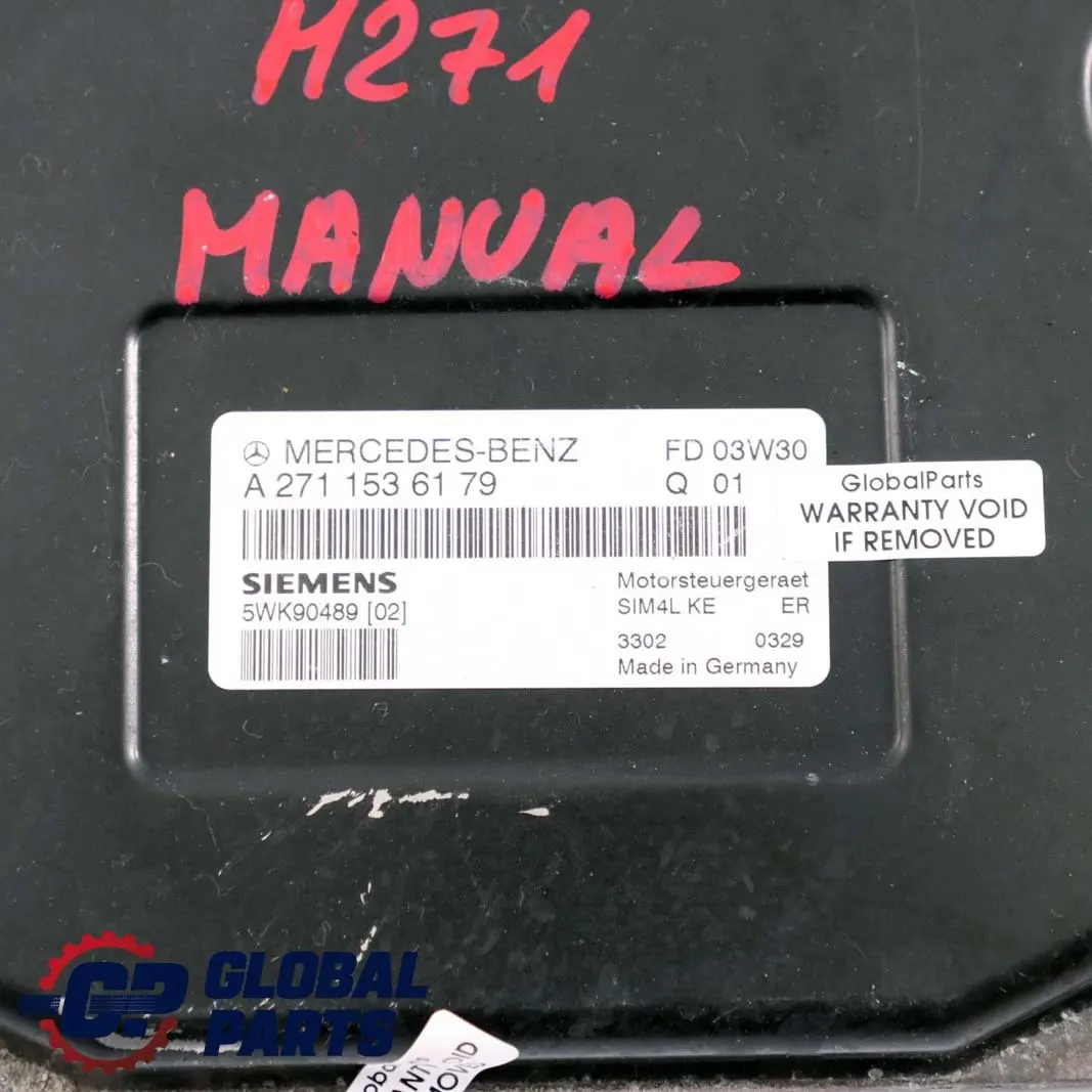 Mercedes-Benz W203 CL203 180 Kompressor Engine Control Unit Module  - SKU A2711536179 - Part number A2710107544