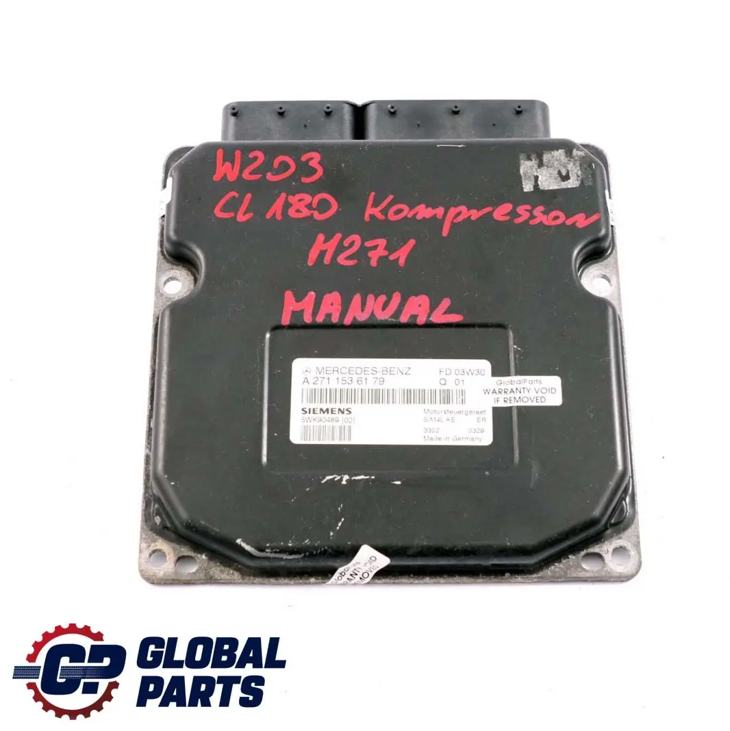Mercedes-Benz W203 CL203 180 Kompressor Engine Control Unit Module  - SKU A2711536179 - Part number A2710107544