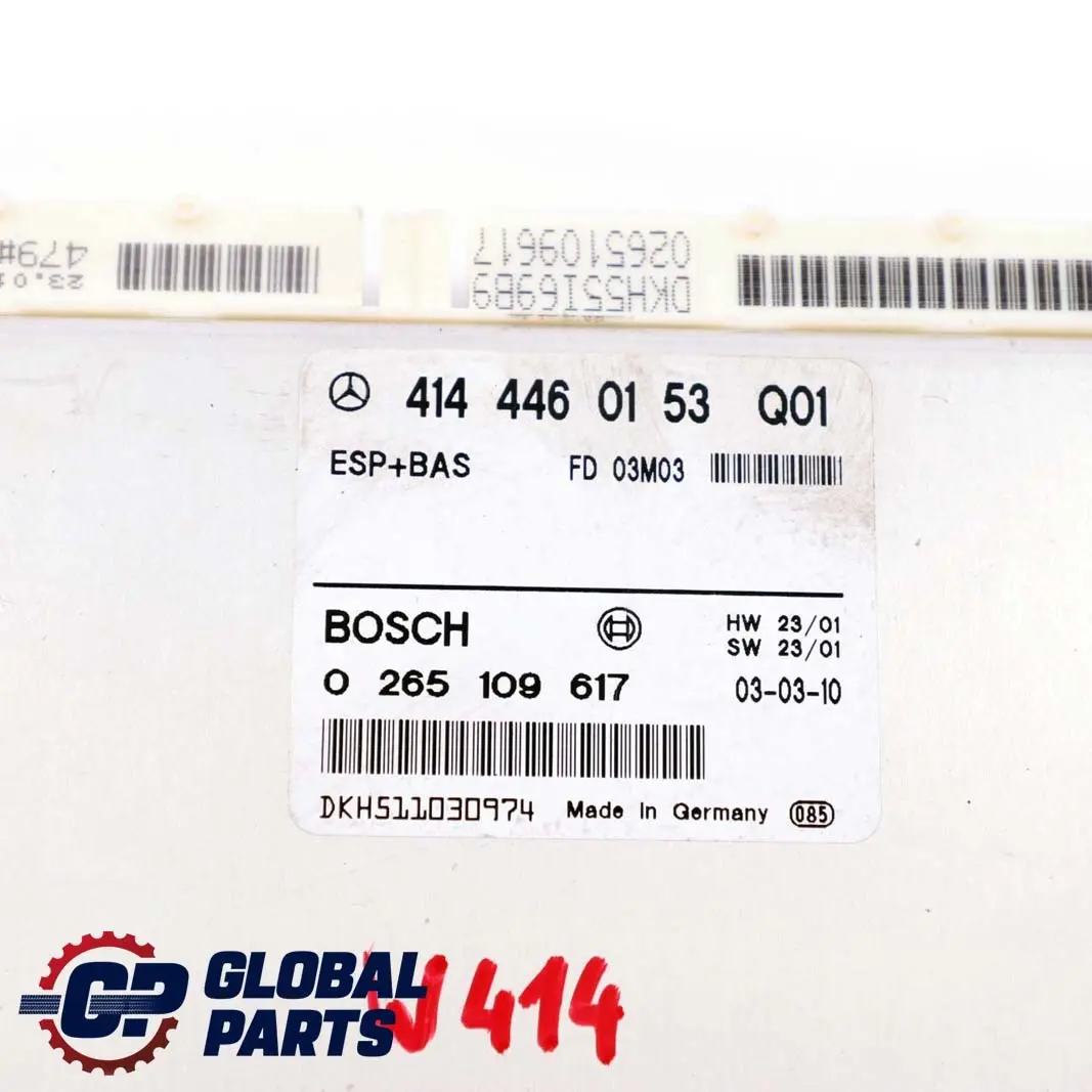 Mercedes-Benz Vaneo W414 ESP BAS Control Unit Module ECU to with Part number A4144460153 Mercedes-Benz Vaneo W414 ESP BAS Control Unit Module ECU - SKU A4144460153 - Part number A4144460153