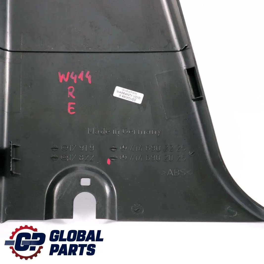  Mercedes-Benz Vaneo W414 B-Pillar Right O/S Bottom Trim Panel Black - SKU A4146902025 - Part number A4146902025