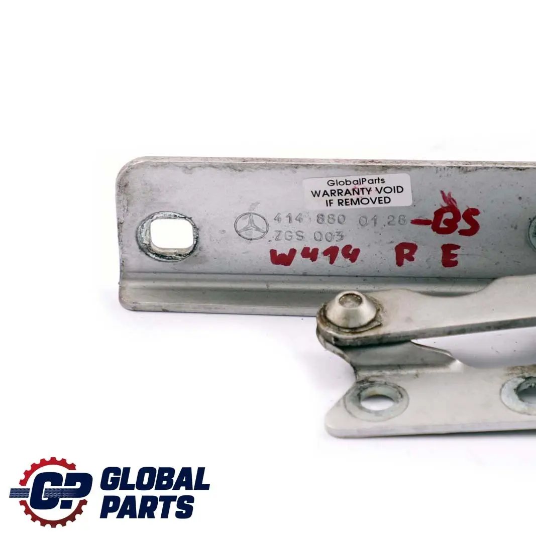 Mercedes-Benz Vaneo W414 Front Right O/S Hood Bonnet Hinge Brilliant Silver 744 to with Part number A4148800128 Mercedes-Benz Vaneo W414 Front Right O/S Hood Bonnet Hinge Brilliant Silver 744 - SKU A4148800128-BS - Part number A4148800128
