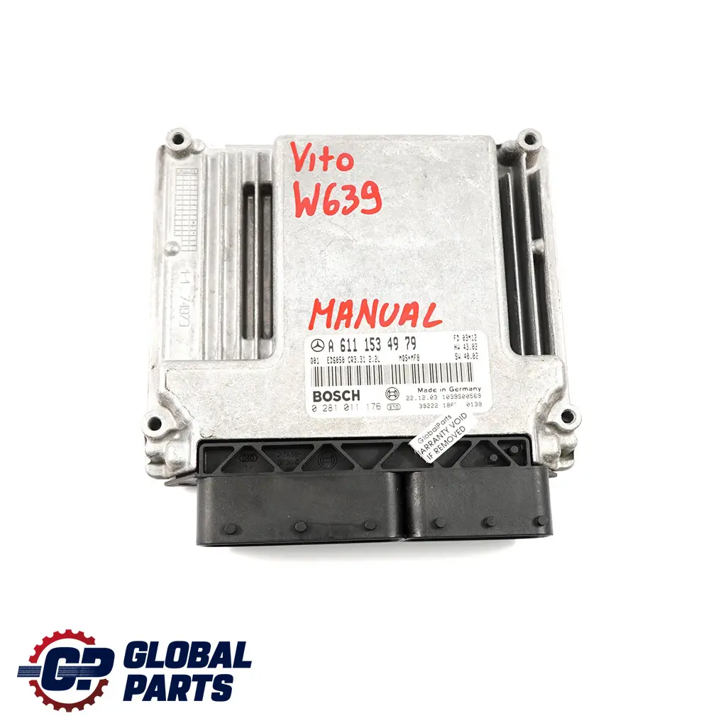 Mercedes-Benz Vito Viano W639 Engine Control Unit Module ECU Manual to with Part number A6111534979 Mercedes-Benz Vito Viano W639 Engine Control Unit Module ECU Manual - SKU A6111534979 - Part number A6111534979