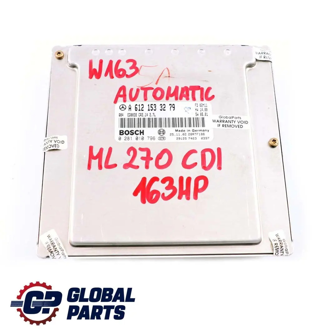Mercedes-Benz ML W163 270 CDI Engine Control ECU Kit Key Automatic to with Part number A6121533279 Mercedes-Benz ML W163 270 CDI Engine Control ECU Kit Key Automatic - SKU A6121533279 - Part number A6121533279