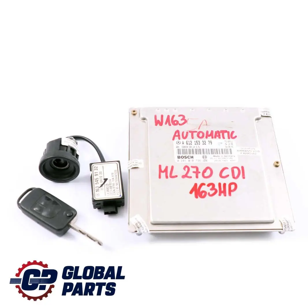 Mercedes-Benz ML W163 270 CDI Engine Control ECU Kit Key Automatic to with Part number A6121533279 Mercedes-Benz ML W163 270 CDI Engine Control ECU Kit Key Automatic - SKU A6121533279 - Part number A6121533279