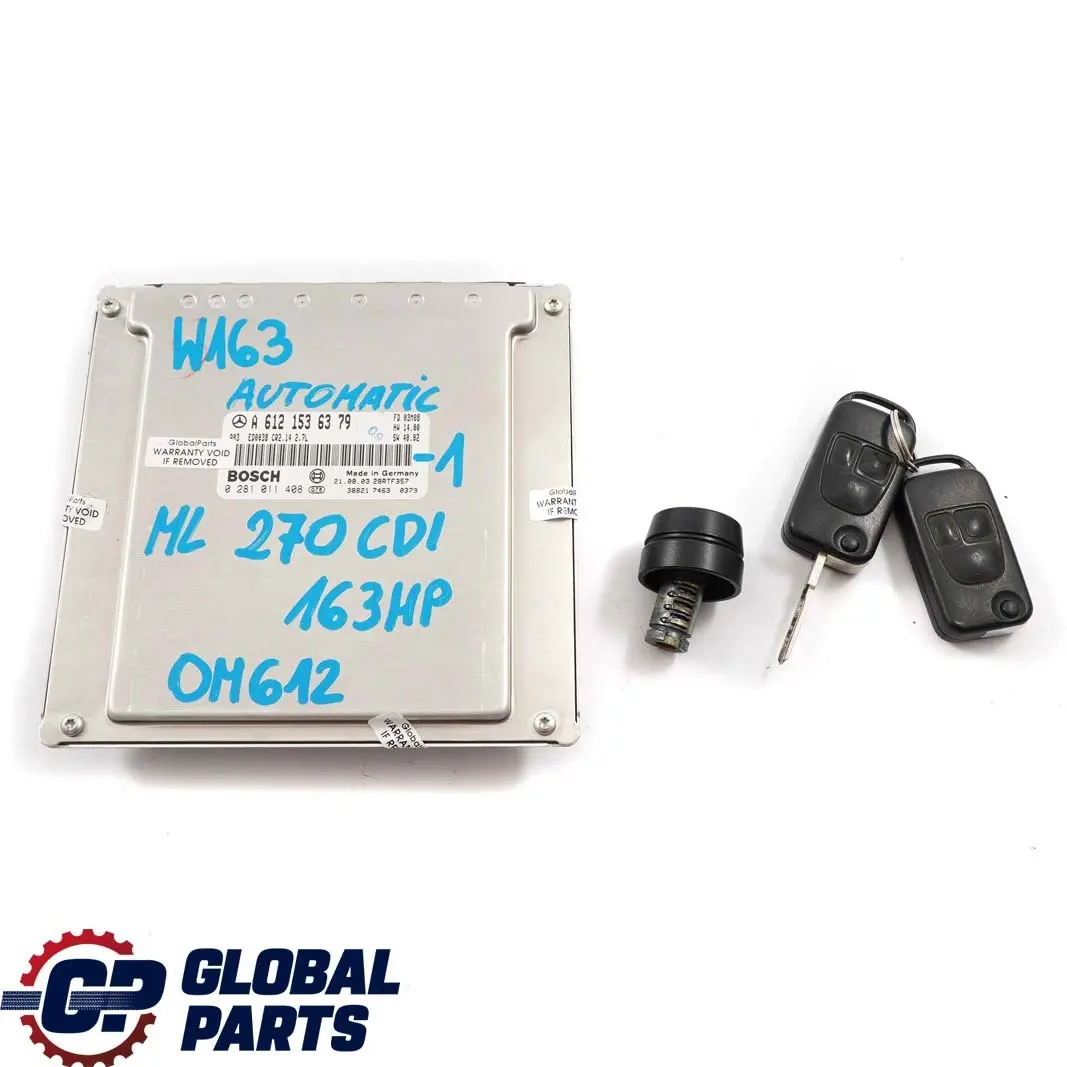  Mercedes-Benz ML W163 270 CDI Engine Control ECU Kit Key Automatic - SKU A6121536379-1 - Part number A6121536379